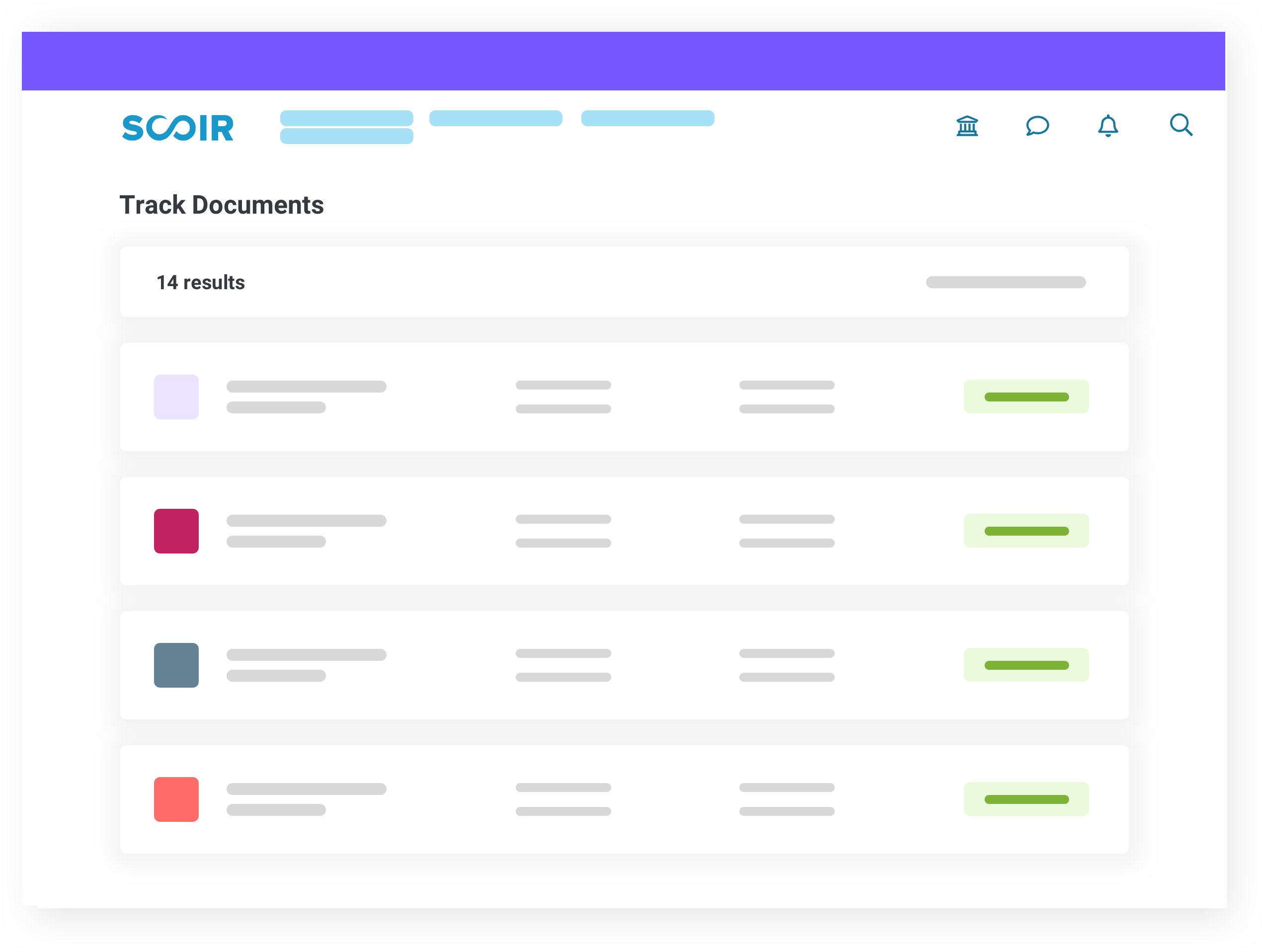 illustration of Track Documents in Scoir, listing 14 results