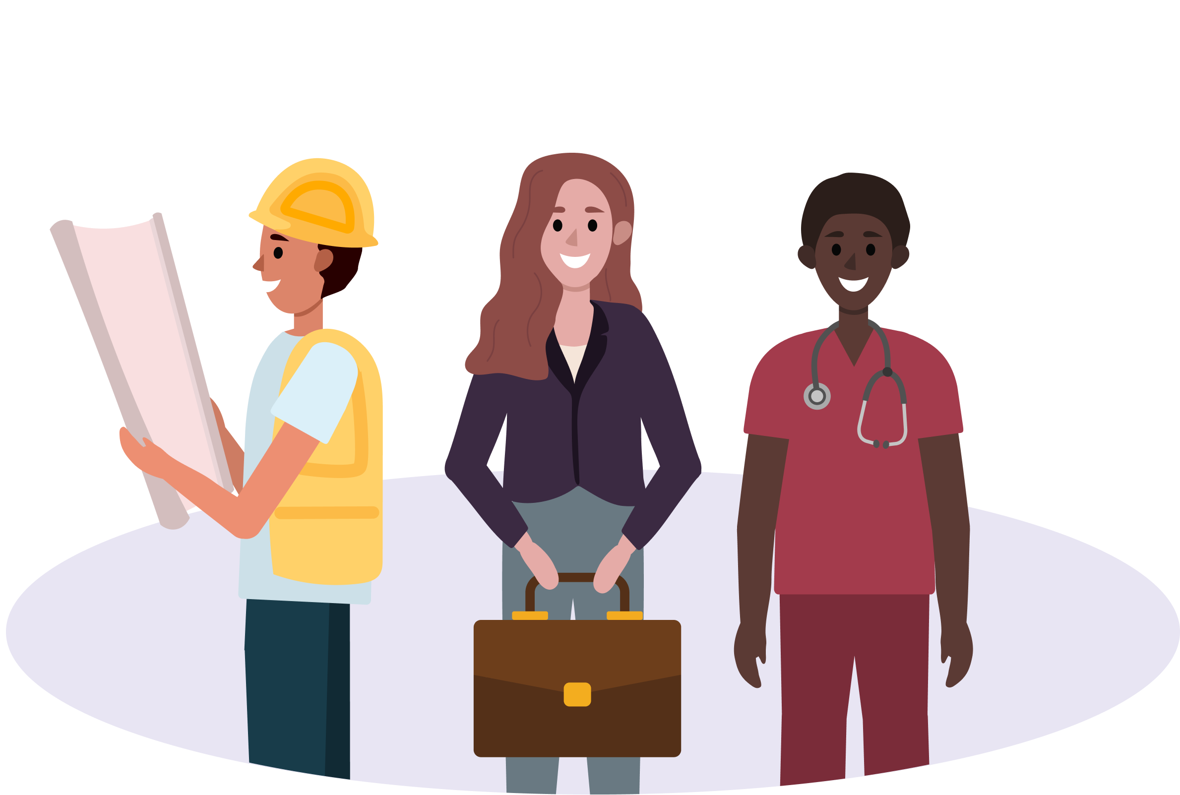 Career Readiness for Middle and High Schools - illustration of construction worker, businessperson, and doctor